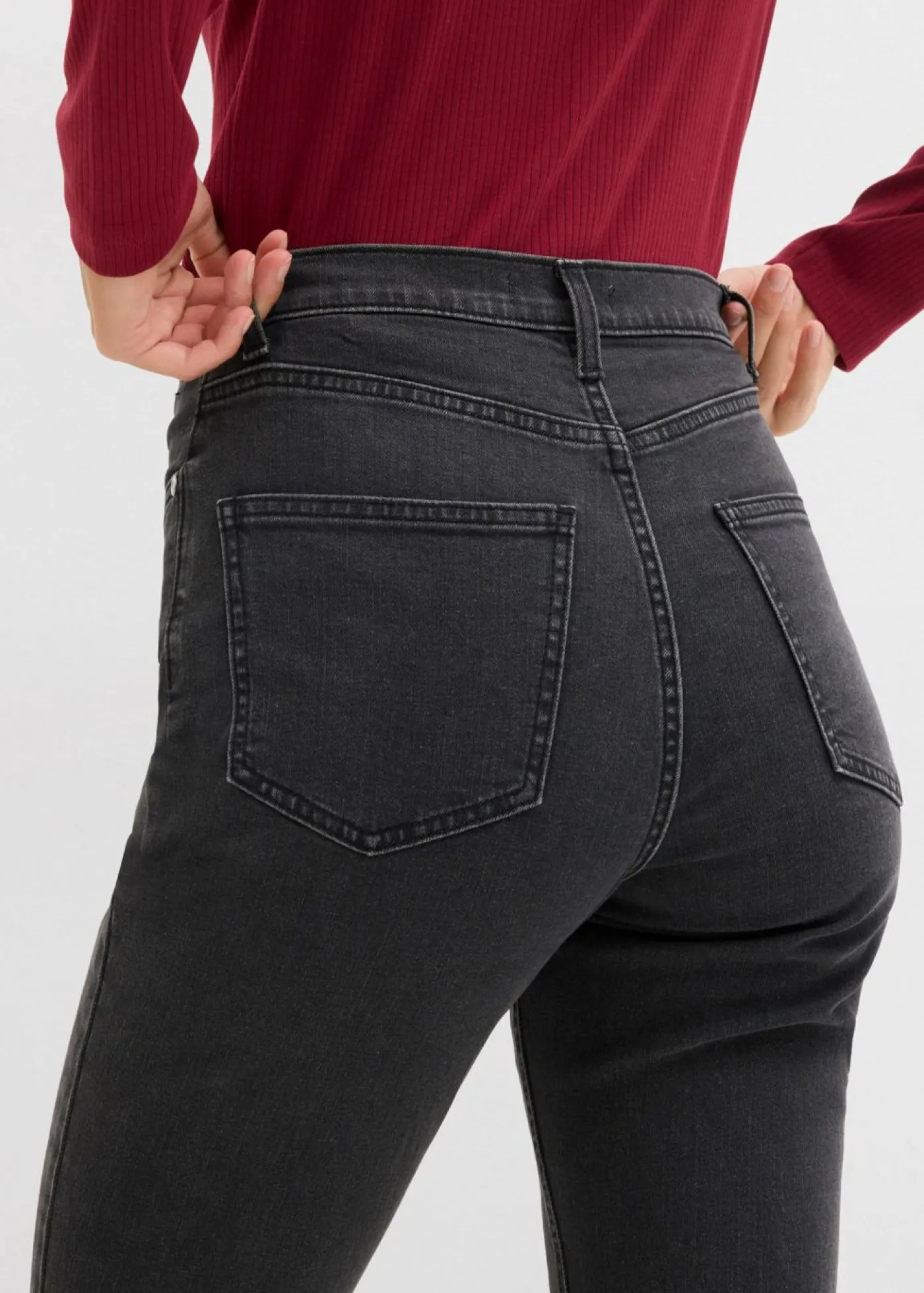 bonprix bonprix Vaqueros bootcut, high waist Denim gris oscuro desgastado New