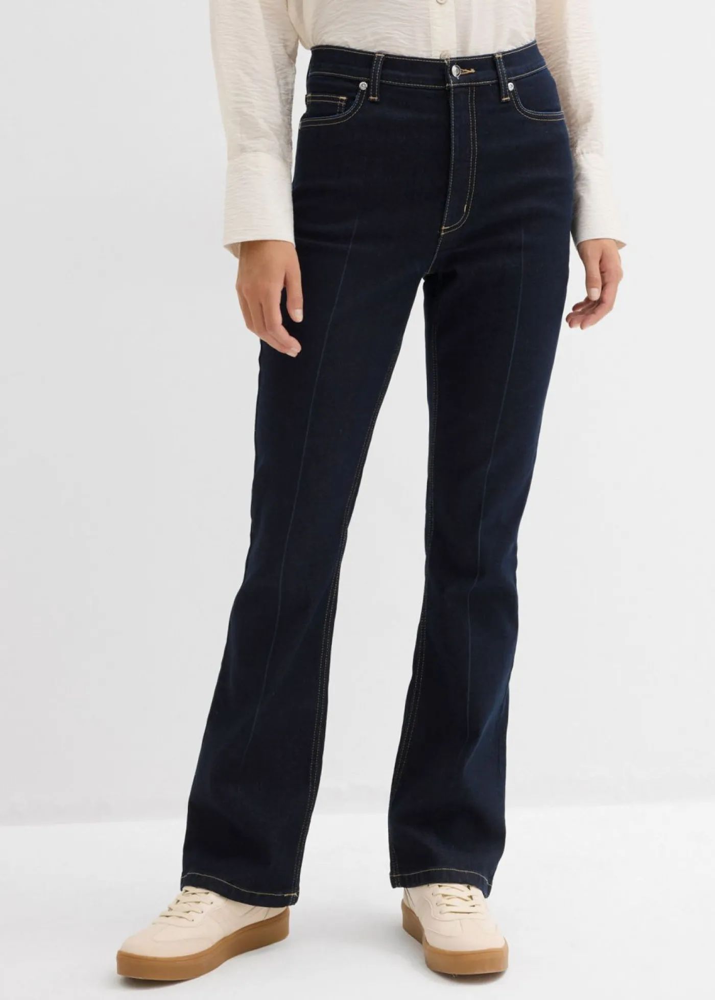 bonprix bonprix Vaqueros bootcut, high waist azul oscuro denim usado Discount