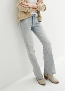bonprix bonprix Vaqueros bootcut mid waist, elásticos Azul claro desgastado Sale