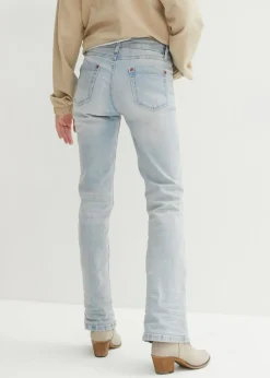 bonprix bonprix Vaqueros bootcut mid waist, elásticos Azul claro desgastado Sale