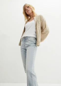 bonprix bonprix Vaqueros bootcut mid waist, elásticos Azul claro desgastado Sale