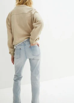 bonprix bonprix Vaqueros bootcut mid waist, elásticos Azul claro desgastado Sale