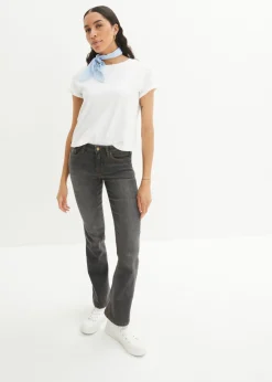 bonprix bonprix Vaqueros bootcut mid waist, elásticos Negro desgastado Discount