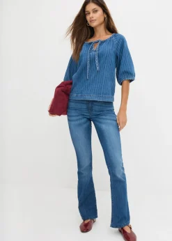 bonprix bonprix Vaqueros bootcut mid waist, elásticos Azul desgastado Sale