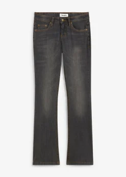 bonprix bonprix Vaqueros bootcut mid waist, elásticos Negro desgastado Sale