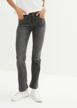 bonprix bonprix Vaqueros bootcut mid waist, elásticos Negro desgastado Sale