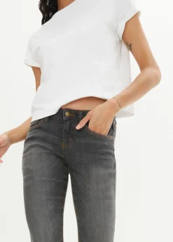 bonprix bonprix Vaqueros bootcut mid waist, elásticos Negro desgastado Sale