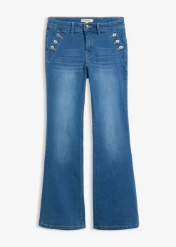 bonprix bonprix Vaqueros bootcut, mid waist, de algodón orgánico Azul piedra Online