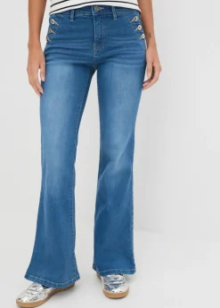 bonprix bonprix Vaqueros bootcut, mid waist, de algodón orgánico Azul piedra Online