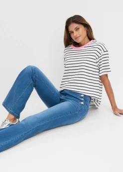 bonprix bonprix Vaqueros bootcut, mid waist, de algodón orgánico Azul piedra Online