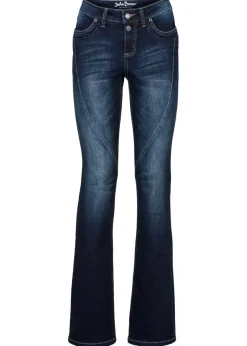 bonprix bonprix Vaqueros bootcut mid waist, elásticos Azul marino desgastado Sale