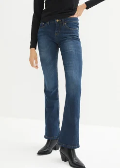 bonprix bonprix Vaqueros bootcut mid waist, elásticos Azul marino desgastado Sale
