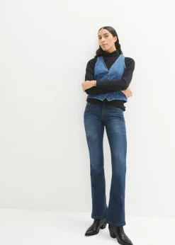 bonprix bonprix Vaqueros bootcut mid waist, elásticos Azul marino desgastado Sale