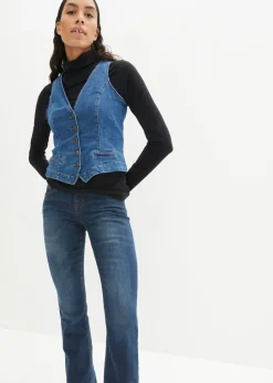 bonprix bonprix Vaqueros bootcut mid waist, elásticos Azul marino desgastado Sale