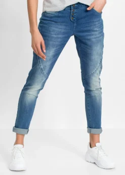 bonprix bonprix Vaqueros boyfriend, low waist, stretch Denim oscuro desgastado Online