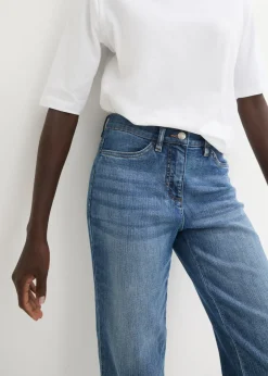 bonprix bonprix Vaqueros capri con bordado azul blanqueado