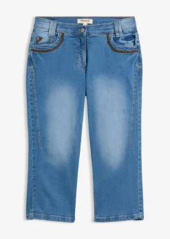 bonprix bonprix Vaqueros capri con corte ajustado y talle medio Azul piedra New