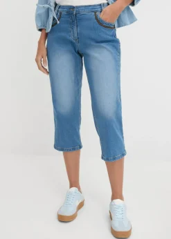 bonprix bonprix Vaqueros capri con corte ajustado y talle medio Azul piedra New