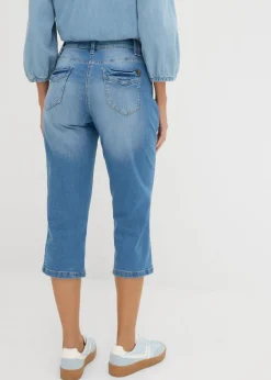 bonprix bonprix Vaqueros capri con corte ajustado y talle medio Azul piedra New