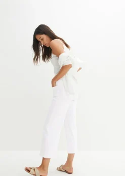bonprix bonprix Vaqueros capri de corte ancho Sarga blanca