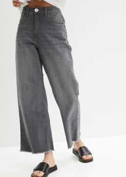 bonprix bonprix Vaqueros capri de corte ancho denim gris Sale