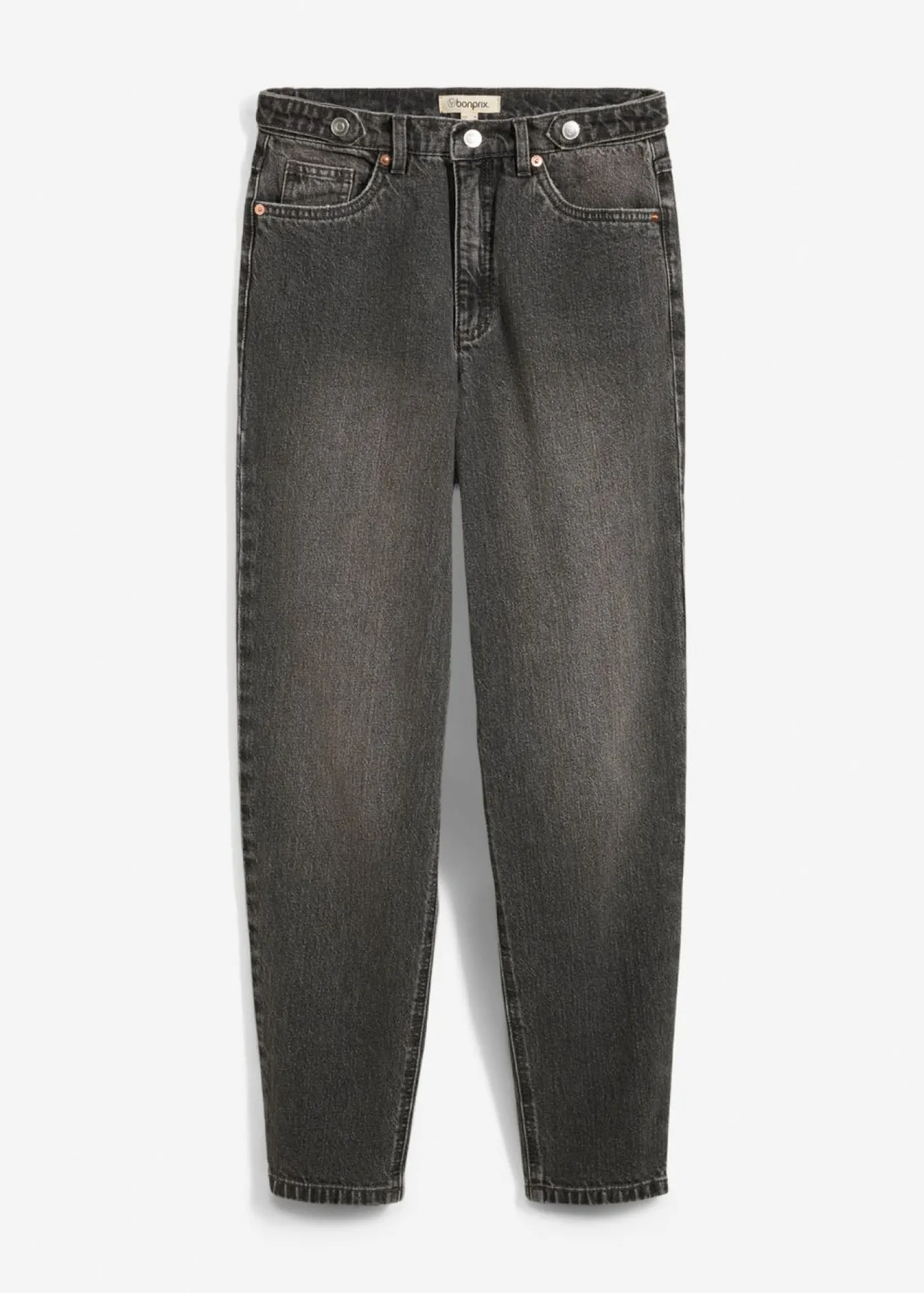 bonprix bonprix Vaqueros capri de talle alto con corte mom denim gris desgastado Hot