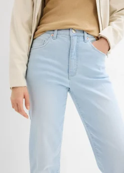 bonprix bonprix Vaqueros capri de talle alto con corte mom azul hielo denim usado