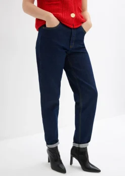 bonprix bonprix Vaqueros capri de talle alto con corte mom Azul oscuro denim Outlet
