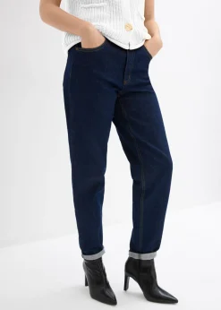 bonprix bonprix Vaqueros capri de talle alto con corte mom Azul oscuro denim Outlet