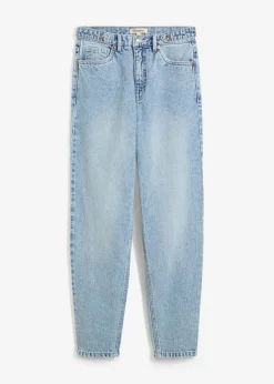 bonprix bonprix Vaqueros capri de talle alto con corte mom azul hielo denim desgastado Online