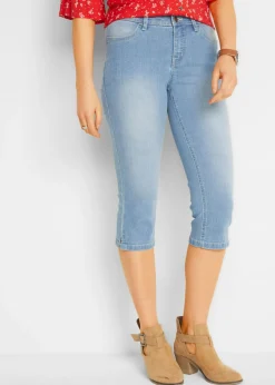 bonprix bonprix Vaqueros capri elásticos, cómodos, 2 unidades Azul + azul claro desgastado Online