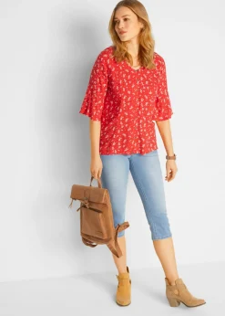 bonprix bonprix Vaqueros capri elásticos, cómodos, 2 unidades Azul + azul claro desgastado Online