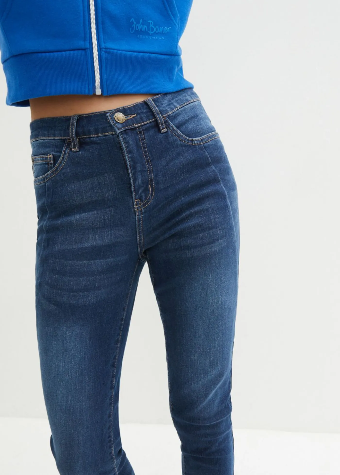 bonprix bonprix Vaqueros capri slim fit ultrasuaves Azul oscuro Clearance