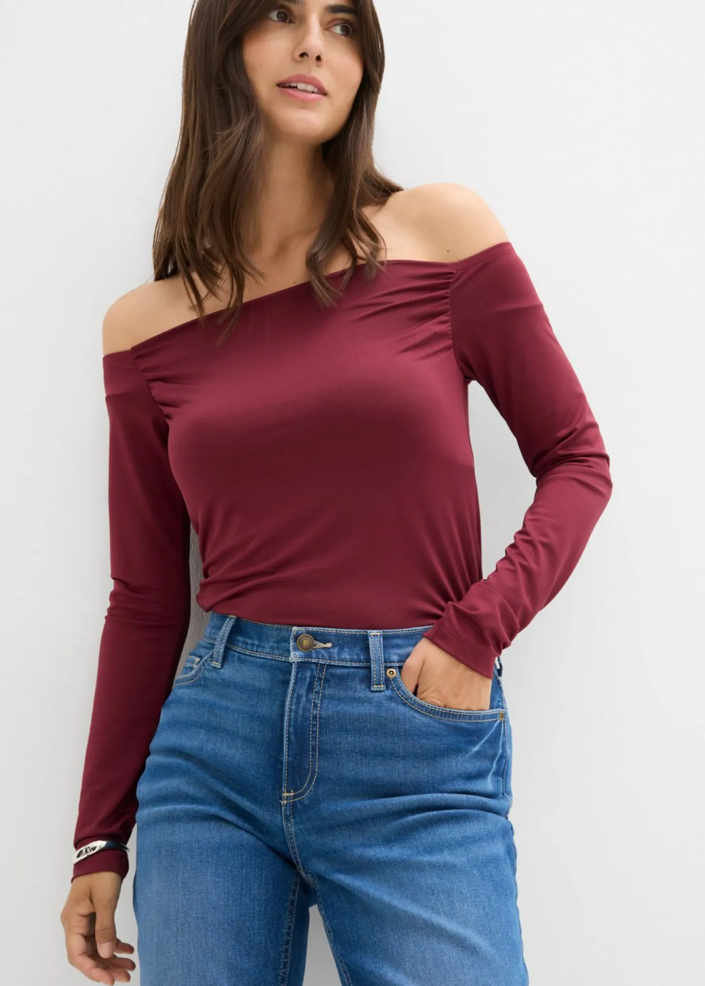bonprix bonprix Vaqueros con corte bootcut y talle medio denim medio usado Hot