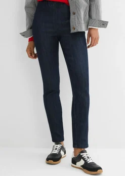 bonprix bonprix Vaqueros con corte slim, talle alto y largo cropped Azul oscuro denim Discount