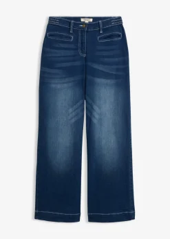 bonprix bonprix Vaqueros con pernera ancha, mid waist, con cintura cómoda Denim desgastado Discount