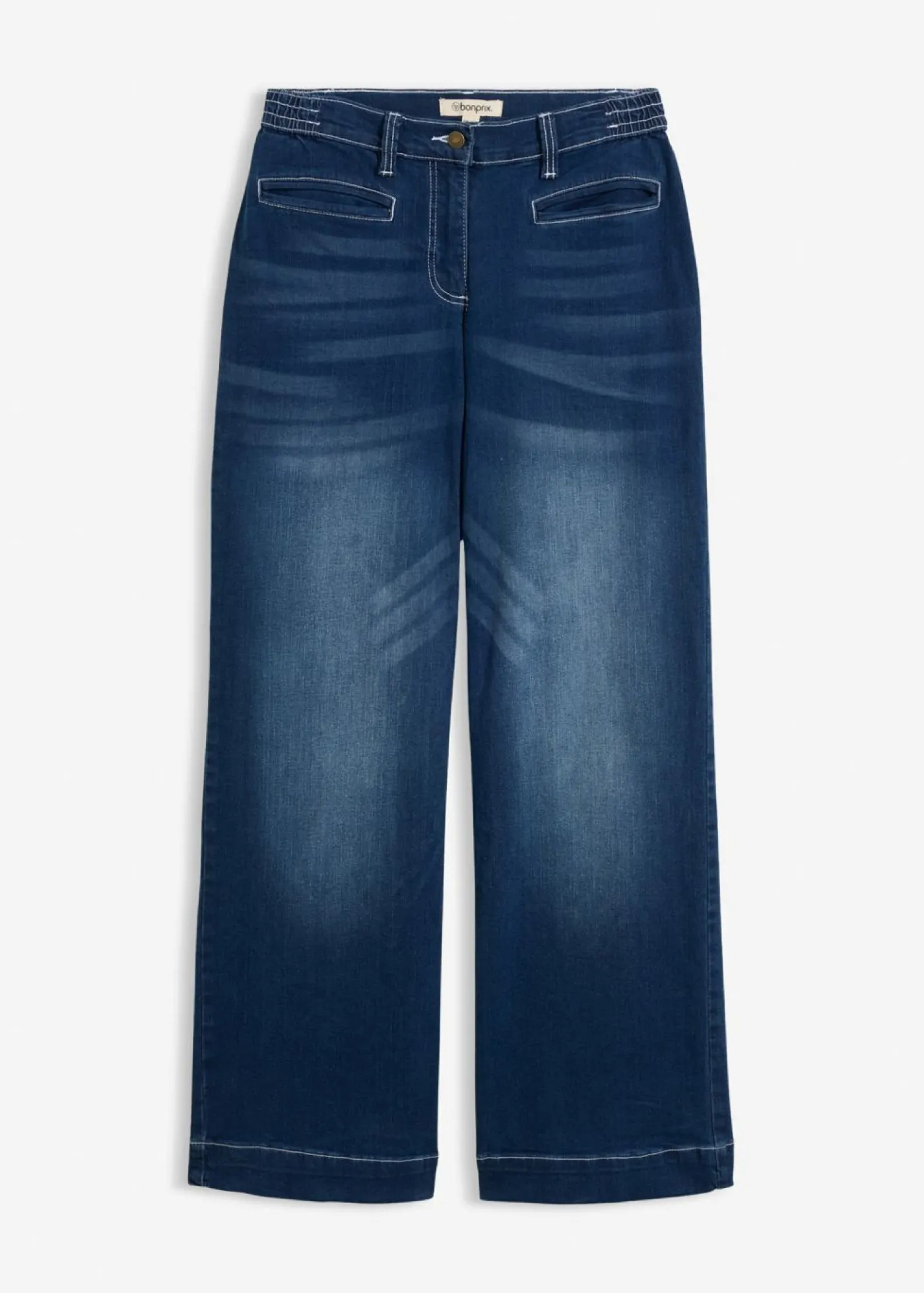 bonprix bonprix Vaqueros con pernera ancha, mid waist, con cintura cómoda Denim desgastado Discount
