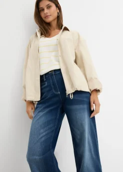 bonprix bonprix Vaqueros con pernera ancha, mid waist, con cintura cómoda Denim desgastado Discount