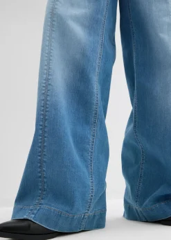 bonprix bonprix Vaqueros con pernera ancha, talle alto y cinturilla cómoda azul medio denim usado Discount