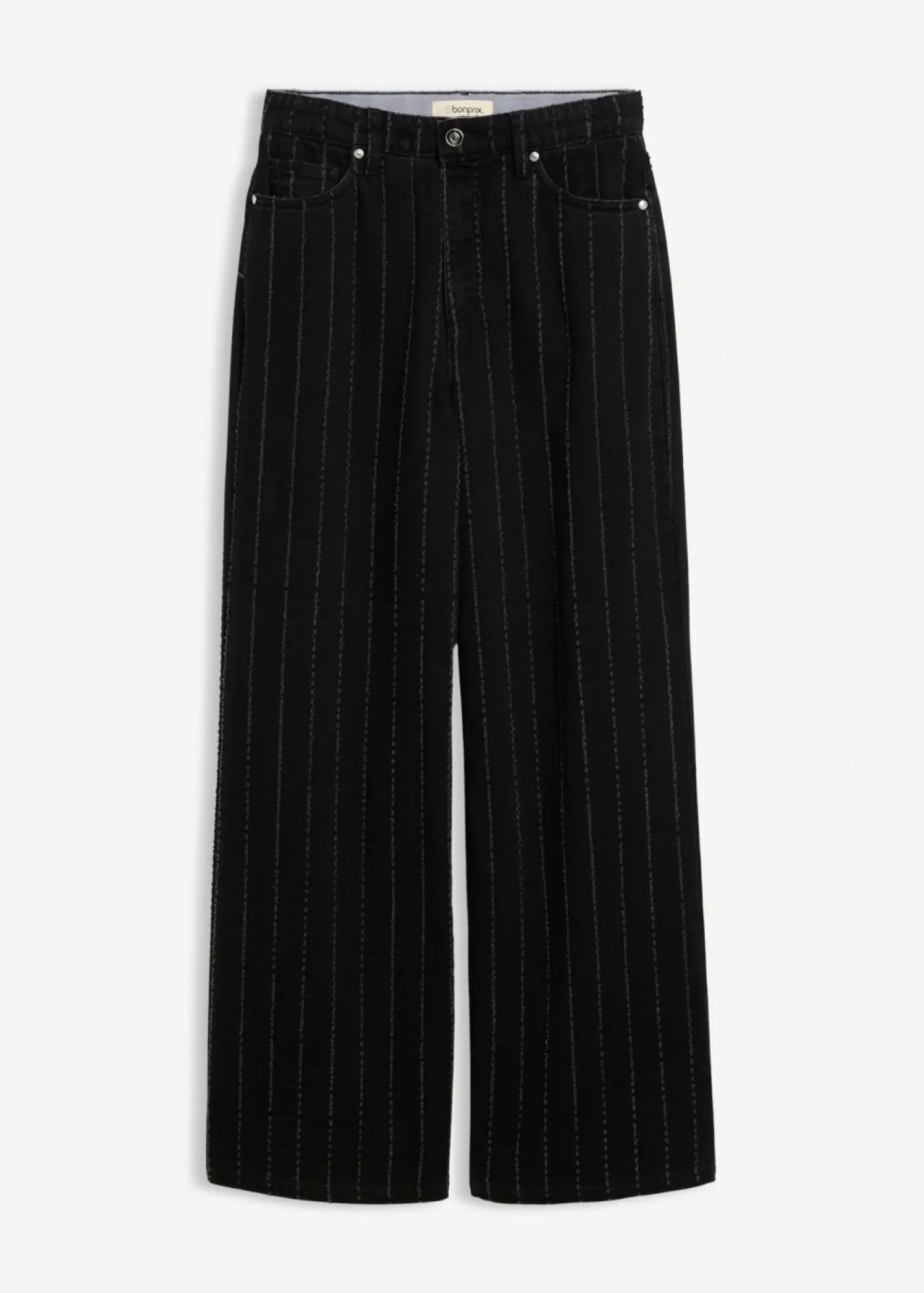bonprix bonprix Vaqueros con perneras anchas, talle alto y efectos desgastados negro denim usado Best