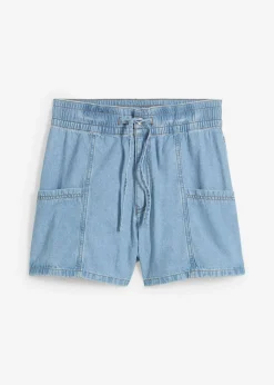 bonprix bonprix Vaqueros cortos con talle alto y cinturilla cómoda azul hielo denim usado Hot
