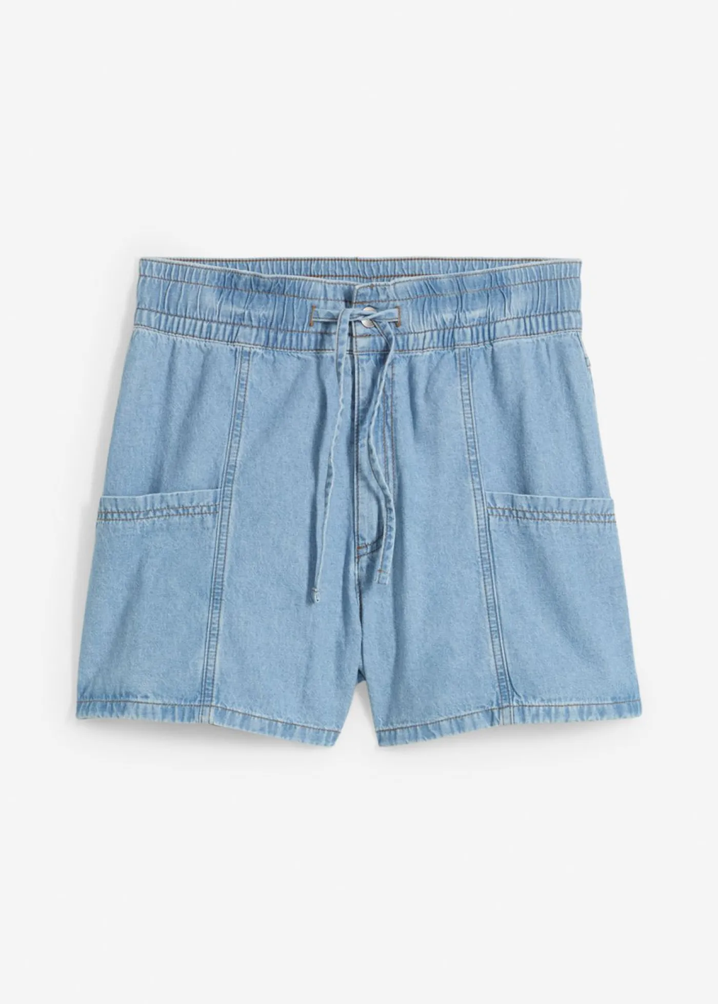 bonprix bonprix Vaqueros cortos con talle alto y cinturilla cómoda azul hielo denim usado Hot