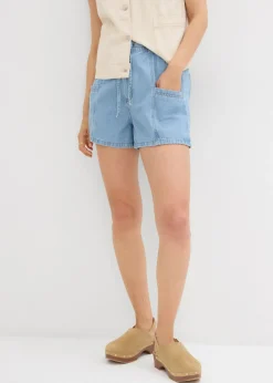 bonprix bonprix Vaqueros cortos con talle alto y cinturilla cómoda azul hielo denim usado Hot