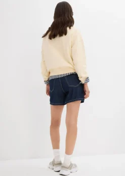 bonprix bonprix Vaqueros cortos poco elásticos con talle alto Azul oscuro denim Online