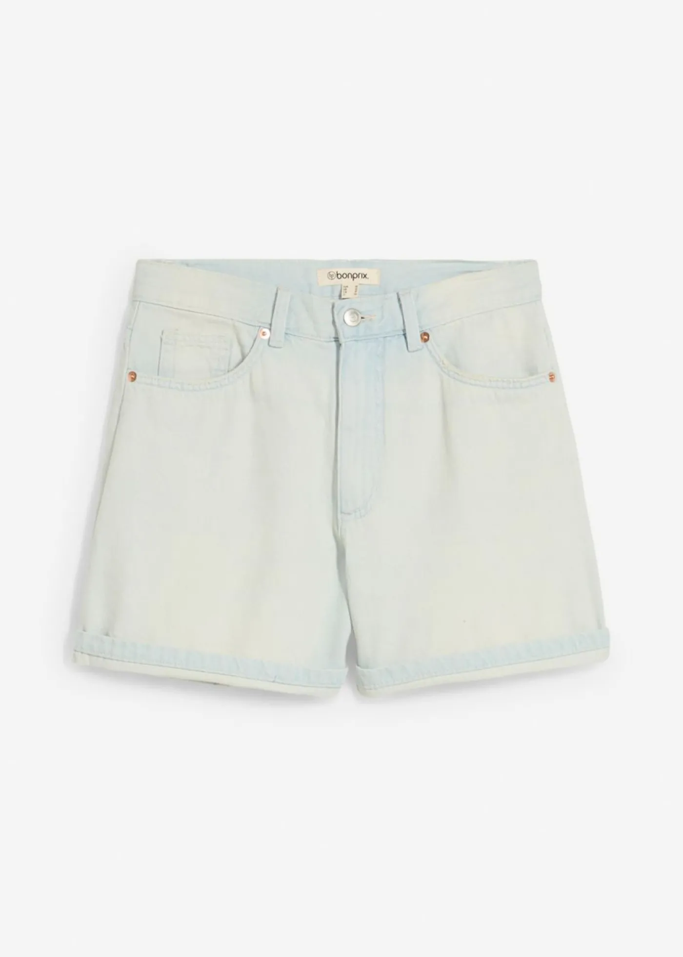bonprix bonprix Vaqueros cortos poco elásticos con talle alto azul claro denim usado Sale