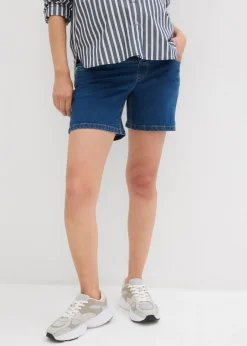 bonprix bonprix Vaqueros cortos premamá de denim elástico de algodón azul piedra-beige crema Hot