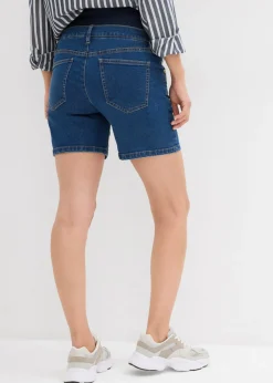 bonprix bonprix Vaqueros cortos premamá de denim elástico de algodón azul piedra-beige crema Hot
