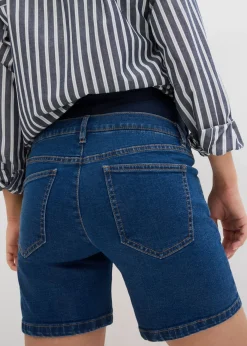 bonprix bonprix Vaqueros cortos premamá de denim elástico de algodón azul piedra-beige crema Hot