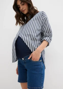 bonprix bonprix Vaqueros cortos premamá de denim elástico de algodón azul piedra-beige crema Hot