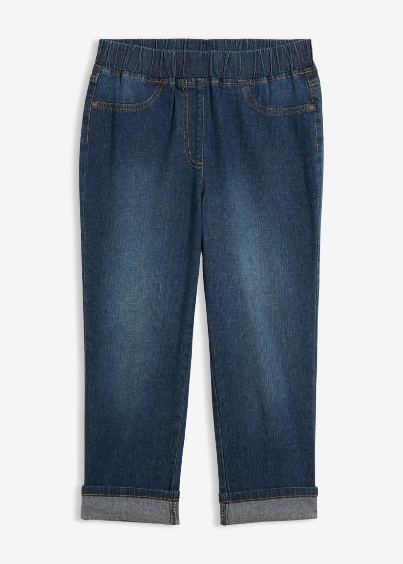 bonprix bonprix Vaqueros de algodón con talle medio y corte slim Azul oscuro vaquero Clearance